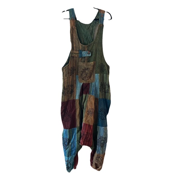 Karma Nepal Pants - Karma Nepal Craft Patchwork Cotton Boho Harem Overalls Jumpsuit One Size Hippie